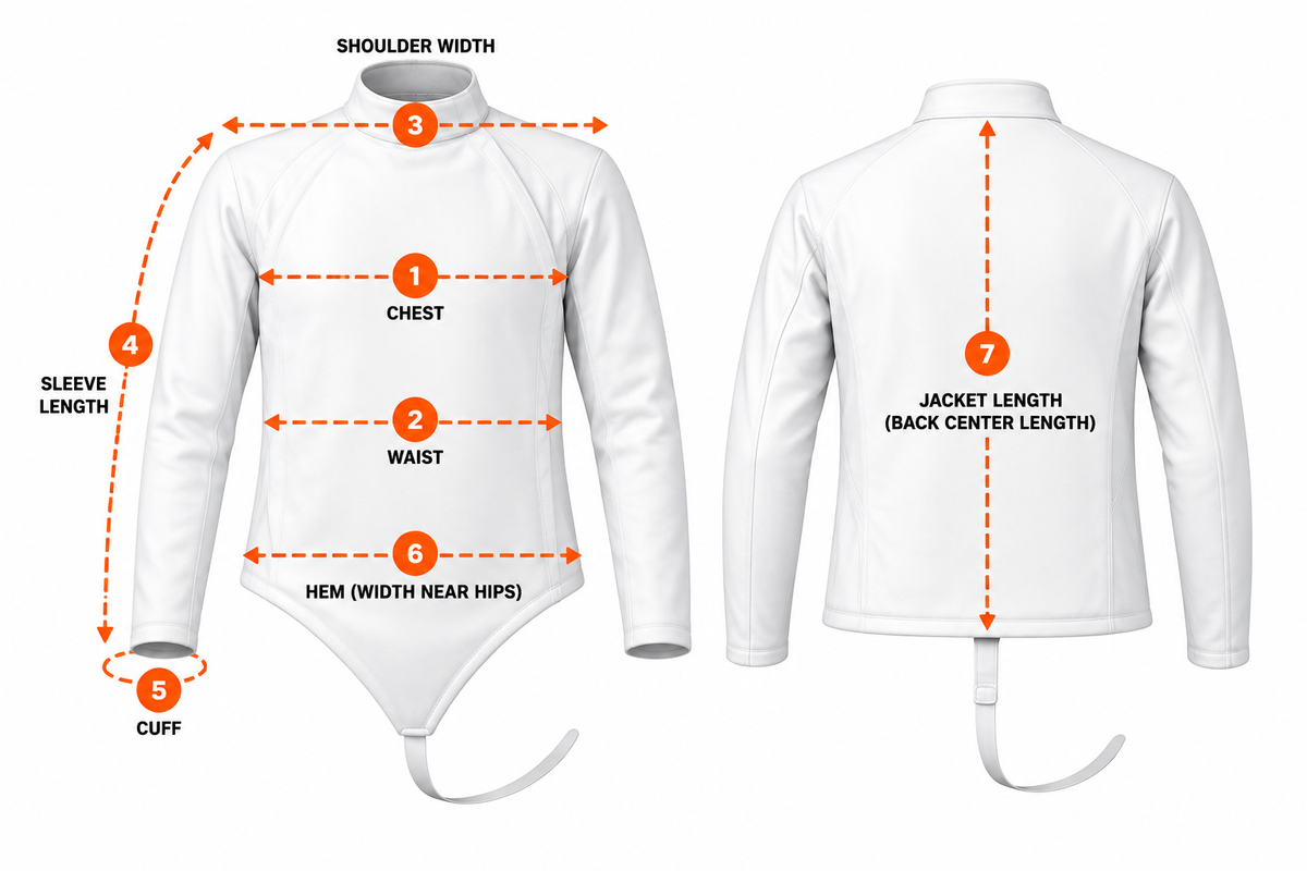 Fencing jacket measurement guide